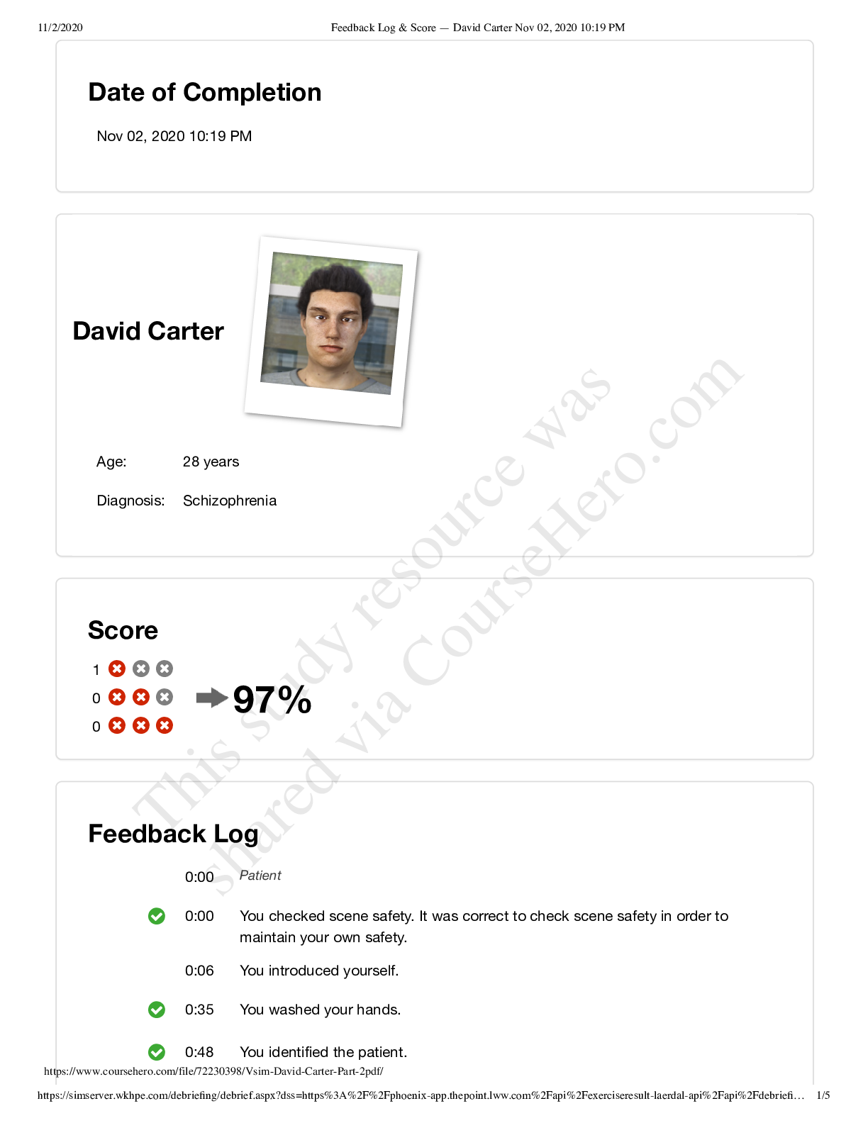 Preview image of NUR 210 Vsim David Carter Part 2 (Latest Update) document
